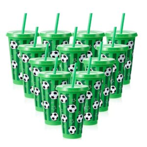 Wholesale 2026 Football Themed Plastic Cups - Green Stadium Tumblers with Straws | Vangolux Gifts